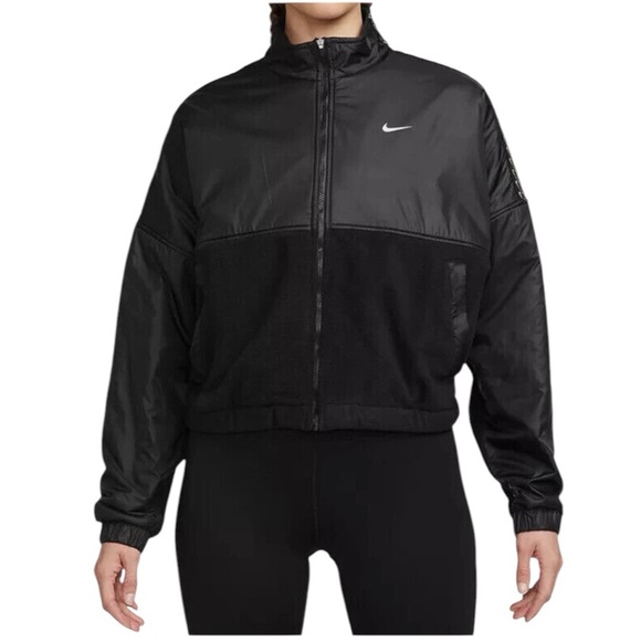 🆕 Nike Women's Therma-FIT One Black/Gold Fleece Full-Zip Jacket - Zip Pockets - Picture 3 of 15